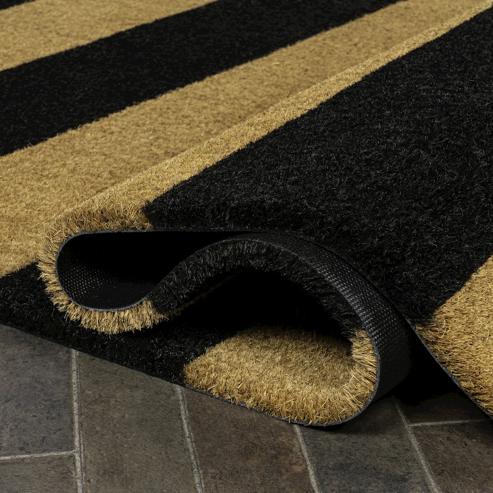 Sutton Coastal Striped Coir Natural/Black 5 ft. x 8 ft. Indoor/Outdoor Area Rug. Picture 4