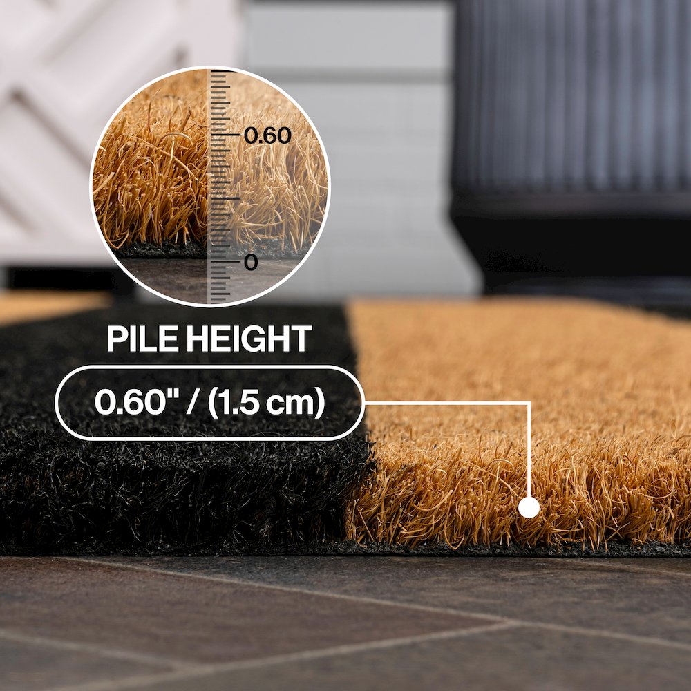 Sutton Coastal Striped Coir Natural/Black 5 ft. x 8 ft. Indoor/Outdoor Area Rug. Picture 3