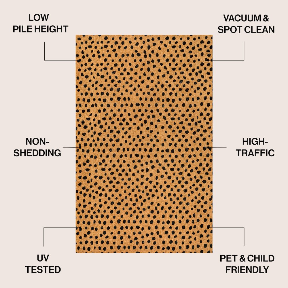 Animal-Spot Bordered Coir Natural/Black 5 ft. x 8 ft. Indoor/Outdoor Area Rug. Picture 2