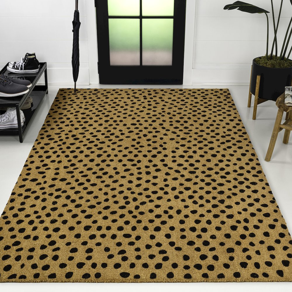 Animal-Spot Bordered Coir Natural/Black 5 ft. x 8 ft. Indoor/Outdoor Area Rug. Picture 5