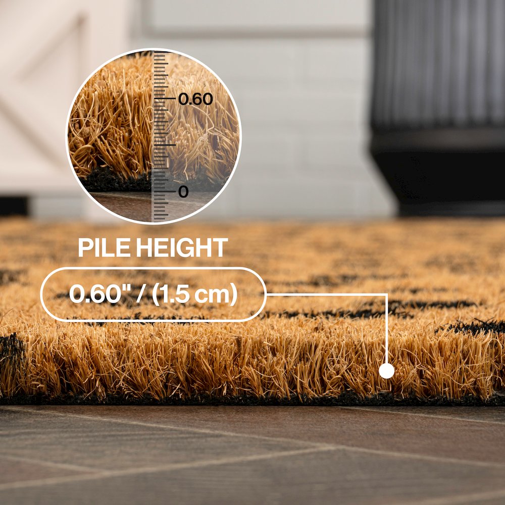 Animal-Spot Bordered Coir Natural/Black 5 ft. x 8 ft. Indoor/Outdoor Area Rug. Picture 3