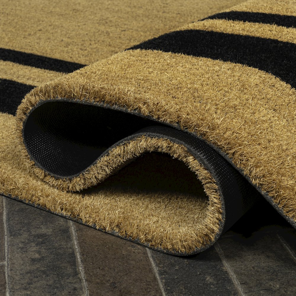 Blaire Classic Double Border Natural/Black 5 ft. x 8 ft. Indoor/Outdoor Area Rug. Picture 4