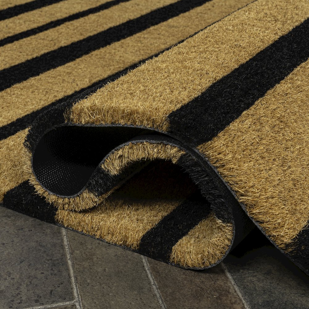 Ticking Stripe Coir Natural/Black 5 ft. x 8 ft. Indoor/Outdoor Area Rug. Picture 4