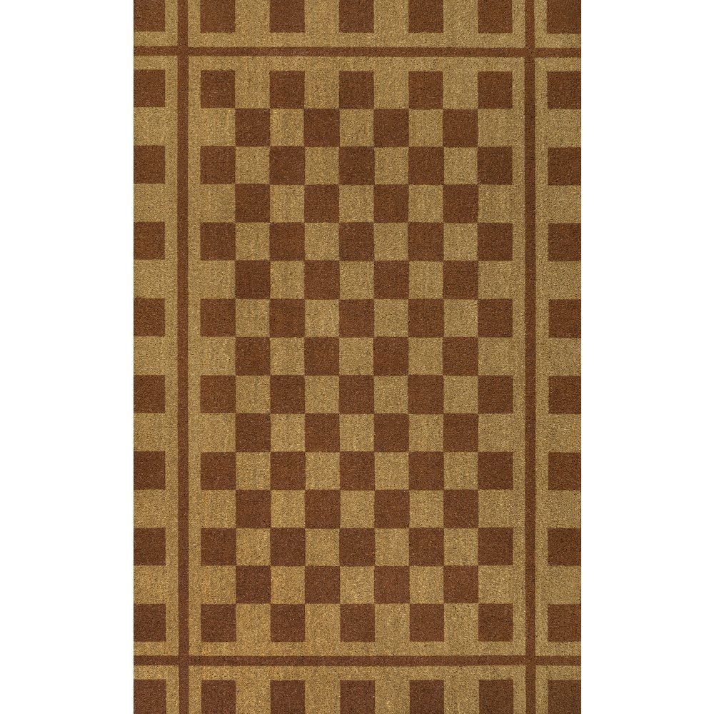 Farmhouse Checkerboard Coir Natural/Red 5 ft. x 8 ft. Indoor/Outdoor Area Rug. Picture 1