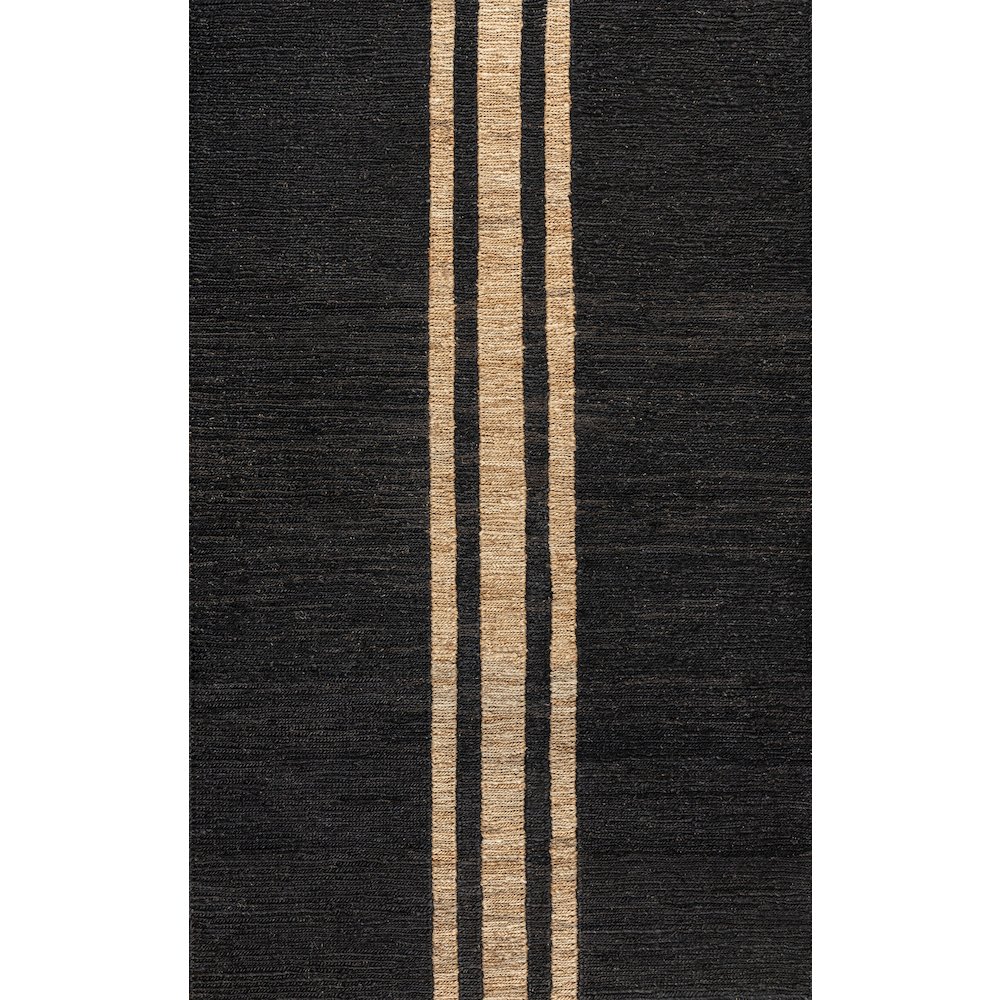 Olivier Rustic Farmhouse Wide Ticking Stripe Jute Area Rug. Picture 3