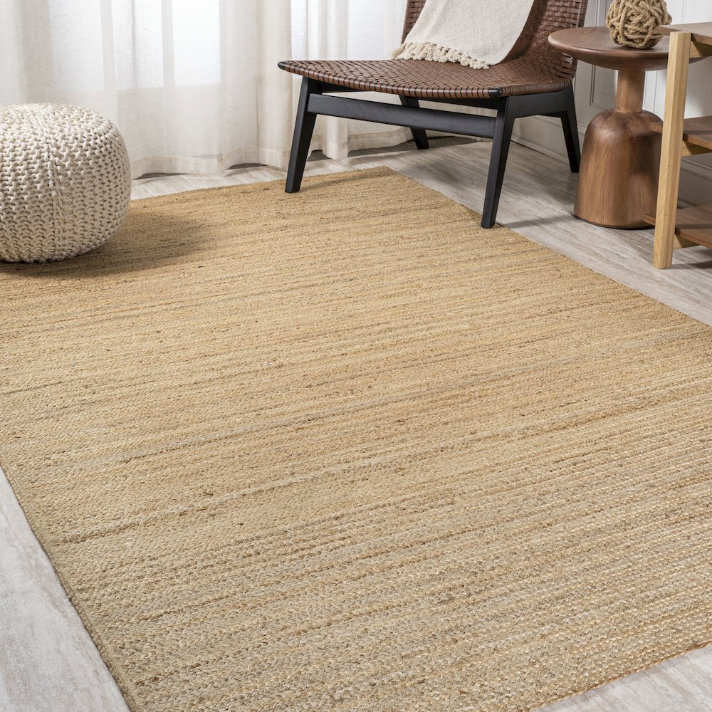 Griffin Rustic Farmhouse Woven Jute Solid Natural 5 ft. x 8 ft. Area Rug. Picture 2