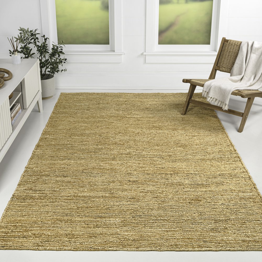 Griffin Rustic Farmhouse Woven Jute Solid Natural 5 ft. x 8 ft. Area Rug. Picture 3