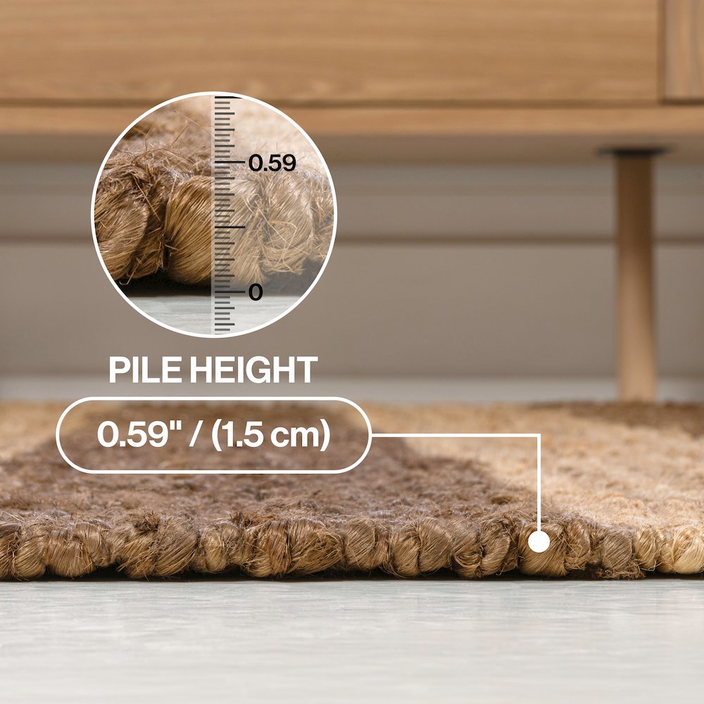 Jayden Rustic Farmhouse Woven Jute Stripe Natural/Brown 3 ft. x 5 ft. Area Rug. Picture 5