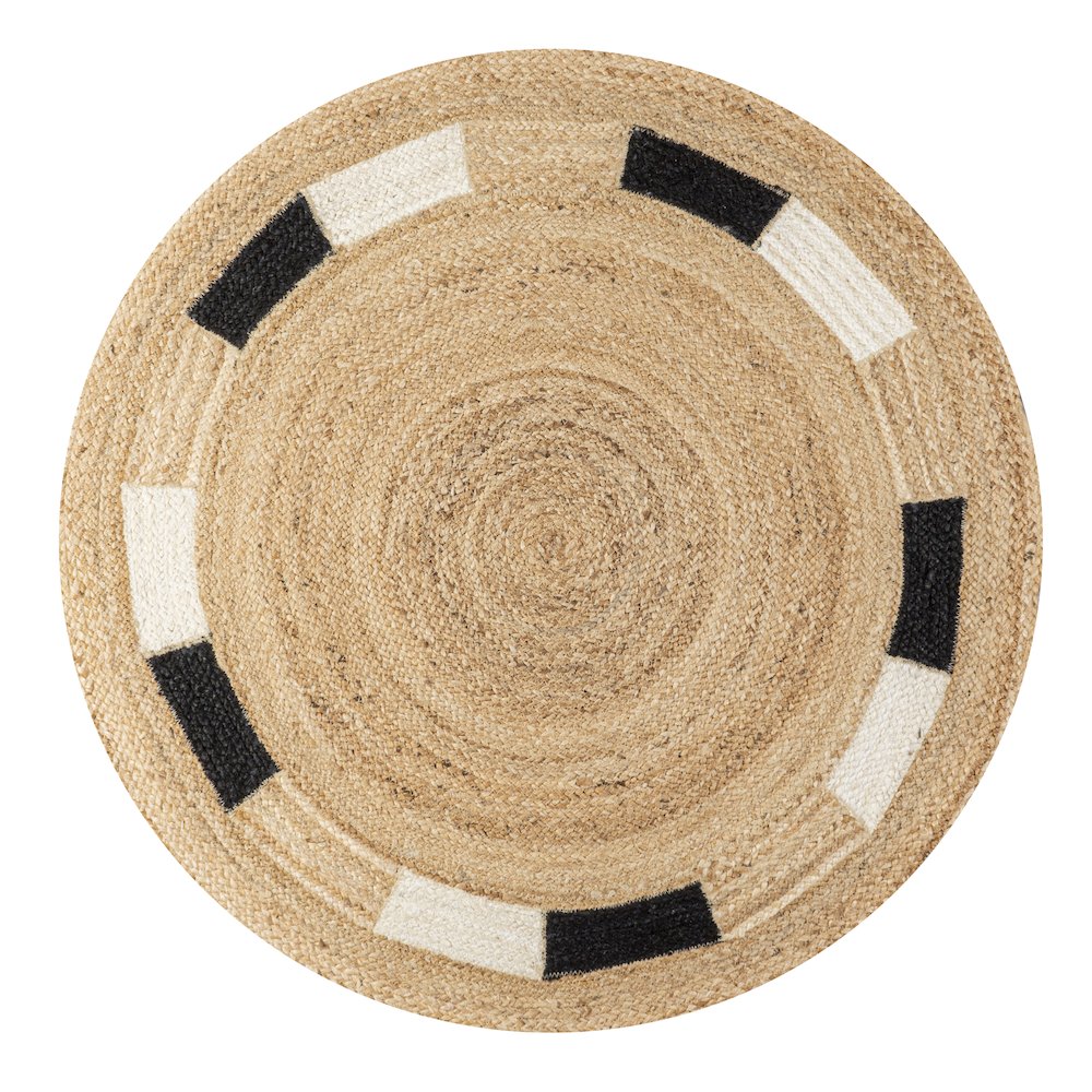 Porto Geometric Jute Circle Area Rug. Picture 1