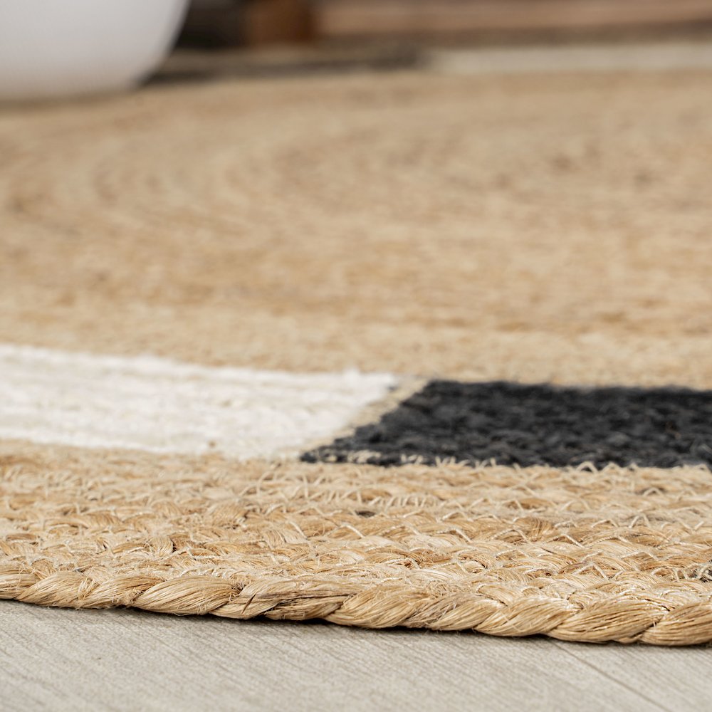 Porto Geometric Jute Circle Area Rug. Picture 4
