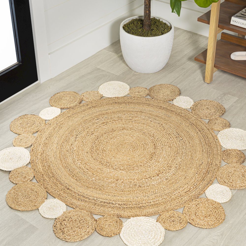Ayana Two Tone Jute Hippy Circle Area Rug. Picture 2