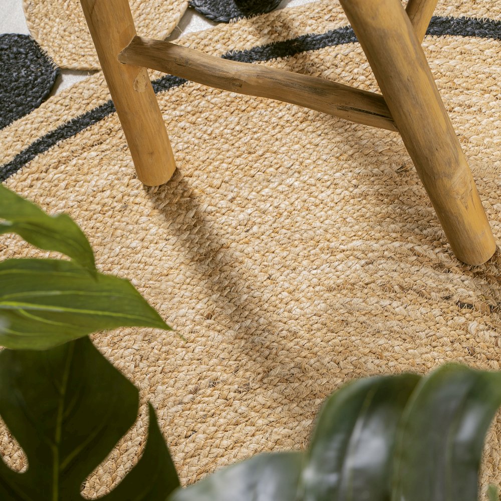 Aurora Two Tone Jute Hippy Circle Medallion Area Rug. Picture 3