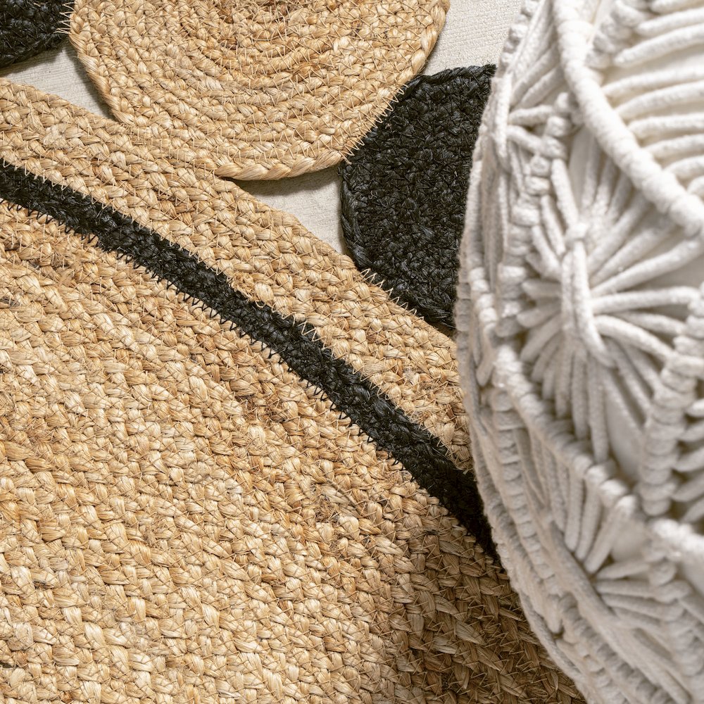 Aurora Two Tone Jute Hippy Circle Medallion Area Rug. Picture 5