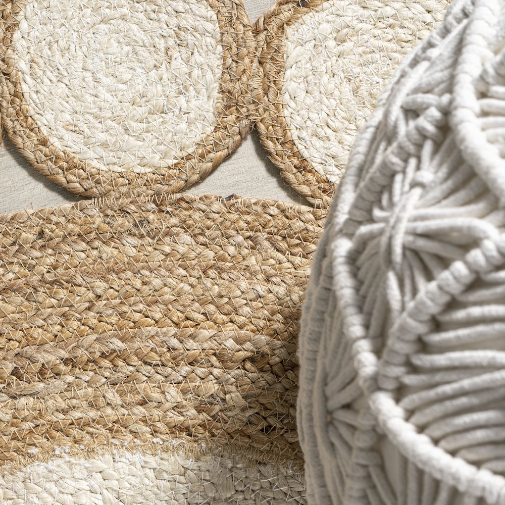 Skye Two Tone Jute Circle Border Area Rug. Picture 5