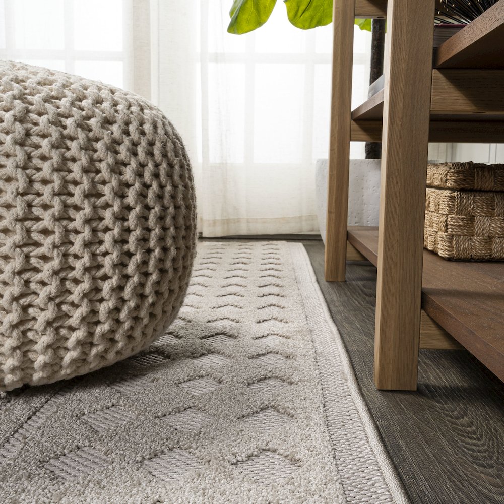 Xlendi High-Low Pile Moroccan Geometric Indoor/Outdoor Area Rug. Picture 13