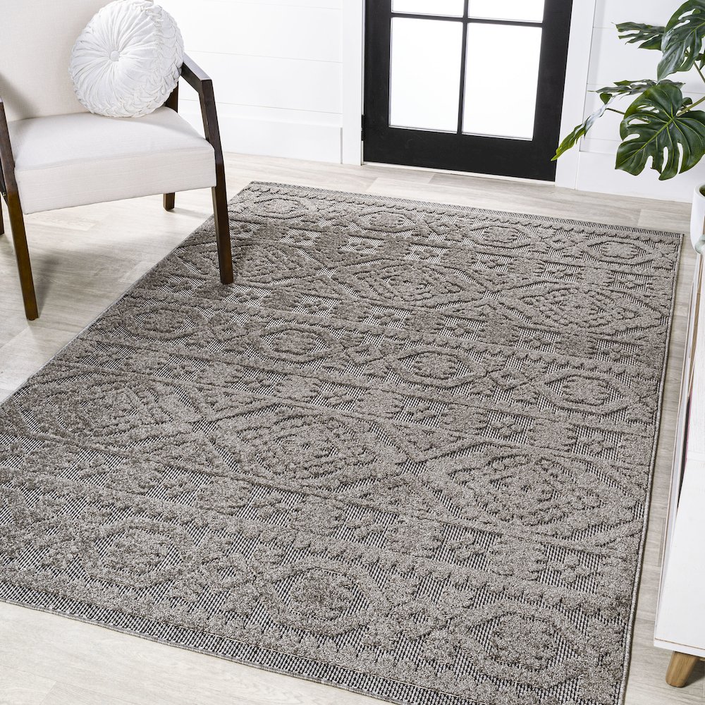 Citta High-Low Pile Mediterranean Tile Area Rug. Picture 2
