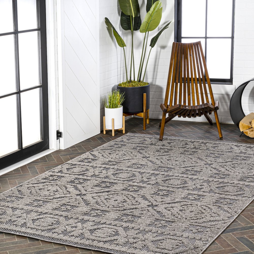 Citta High-Low Pile Mediterranean Tile Area Rug. Picture 9