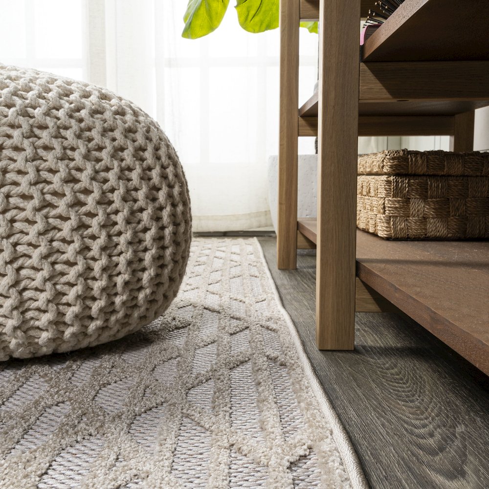 Ararat High-Low Pile Moroccan Diamond Modern Indoor/Outdoor Area Rug. Picture 13