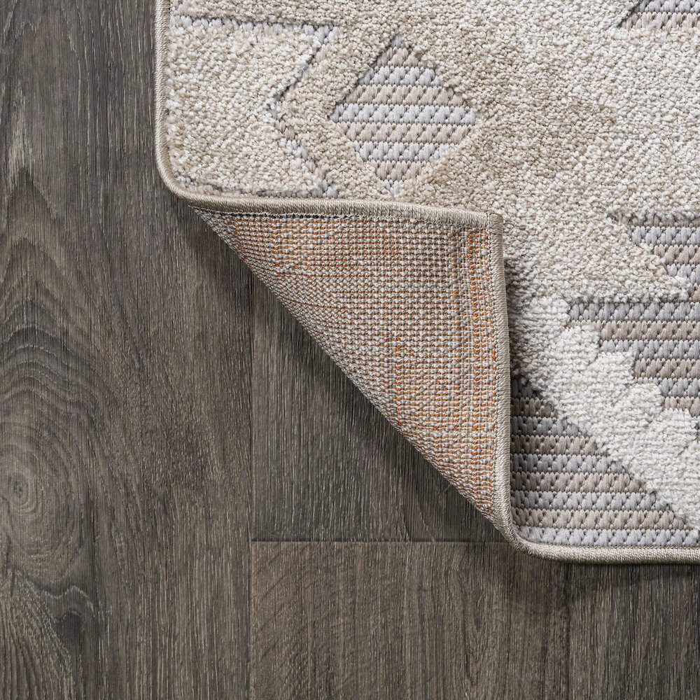 Sumak High-Low Pile Neutral Diamond Kilim Area Rug. Picture 9