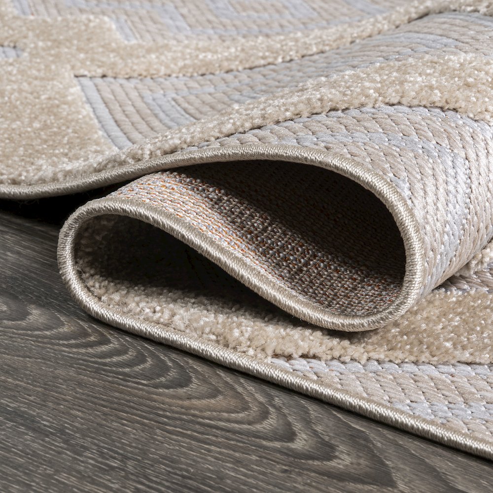 Duwun High-Low Pile Ogee Trellis Tone On Tone Indoor/Outdoor Area Rug. Picture 14