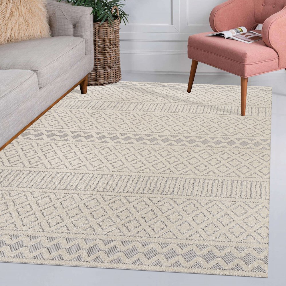 Ormond High-Low Modern Trellis Geometric Area Rug. Picture 14
