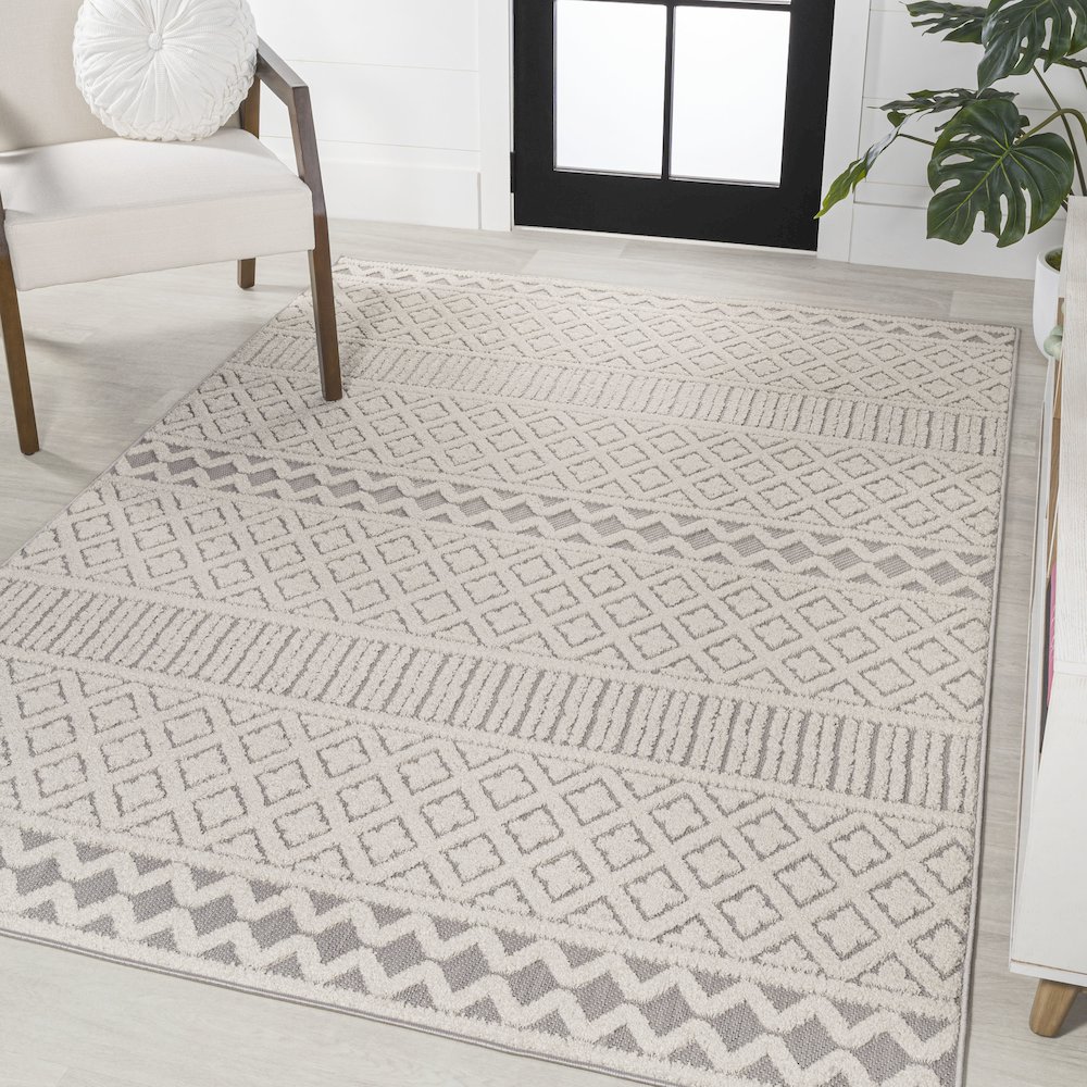 Ormond High-Low Modern Trellis Geometric Area Rug. Picture 2