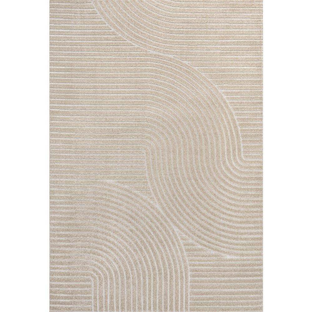 Hallie High-Low Minimalist Curve Geometric Indoor/Outdoor Area Rug. Picture 1