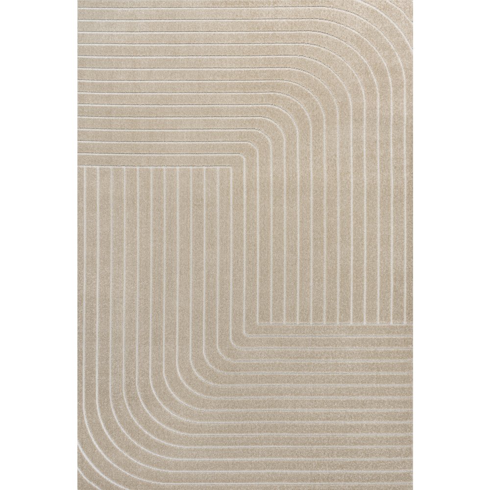 Minimalist Angle Geometric Beige/Cream 5 ft. x 8 ft. Indoor/Outdoor Area Rug. Picture 1