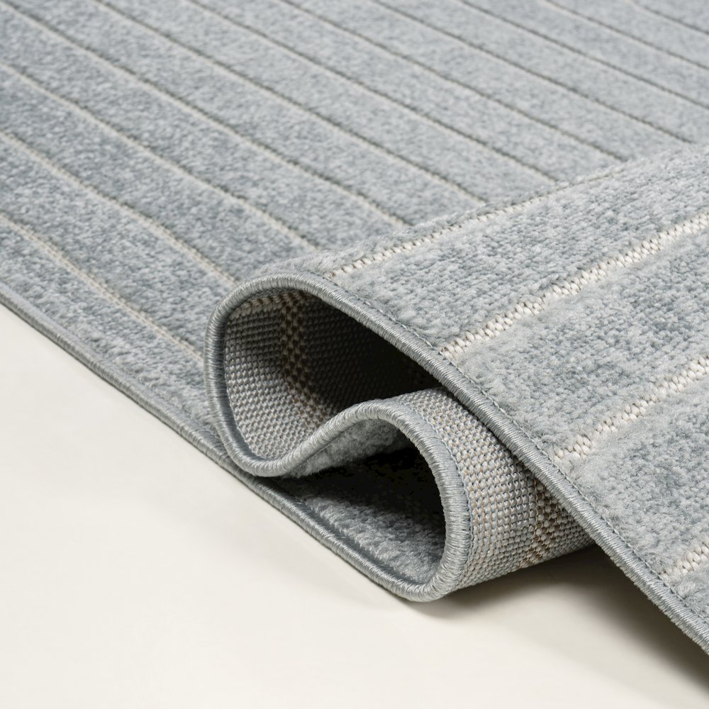 Minimalist Angle Geometric Light Blue 4 ft. x 6 ft. Indoor/Outdoor Area Rug. Picture 4