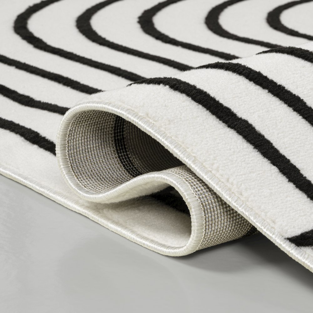 Odense High-Low Minimalist Angle Geometric Black/White 4 ft. x 6 ft. Area Rug. Picture 4