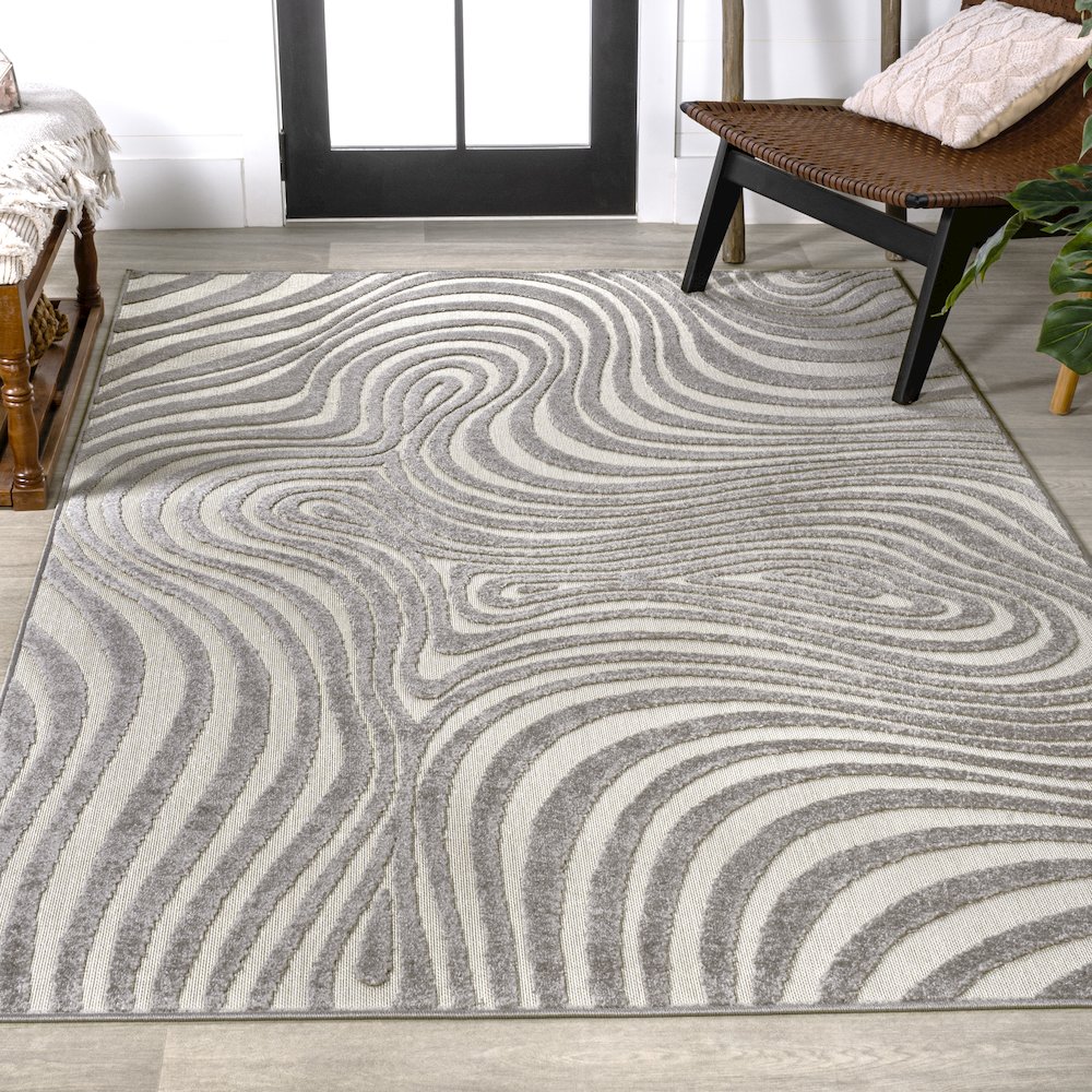 Maribo Abstract Groovy Striped Area Rug. Picture 2