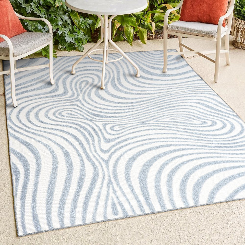 Maribo High-Low Abstract Groovy Striped   Indoor/Outdoor  Rug. Picture 2
