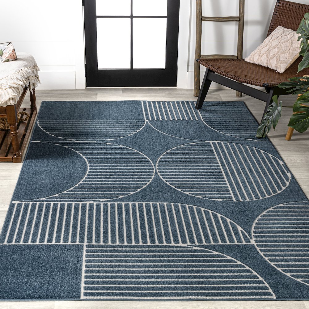 Nordby Geometric Arch Scandi Striped Area Rug. Picture 2
