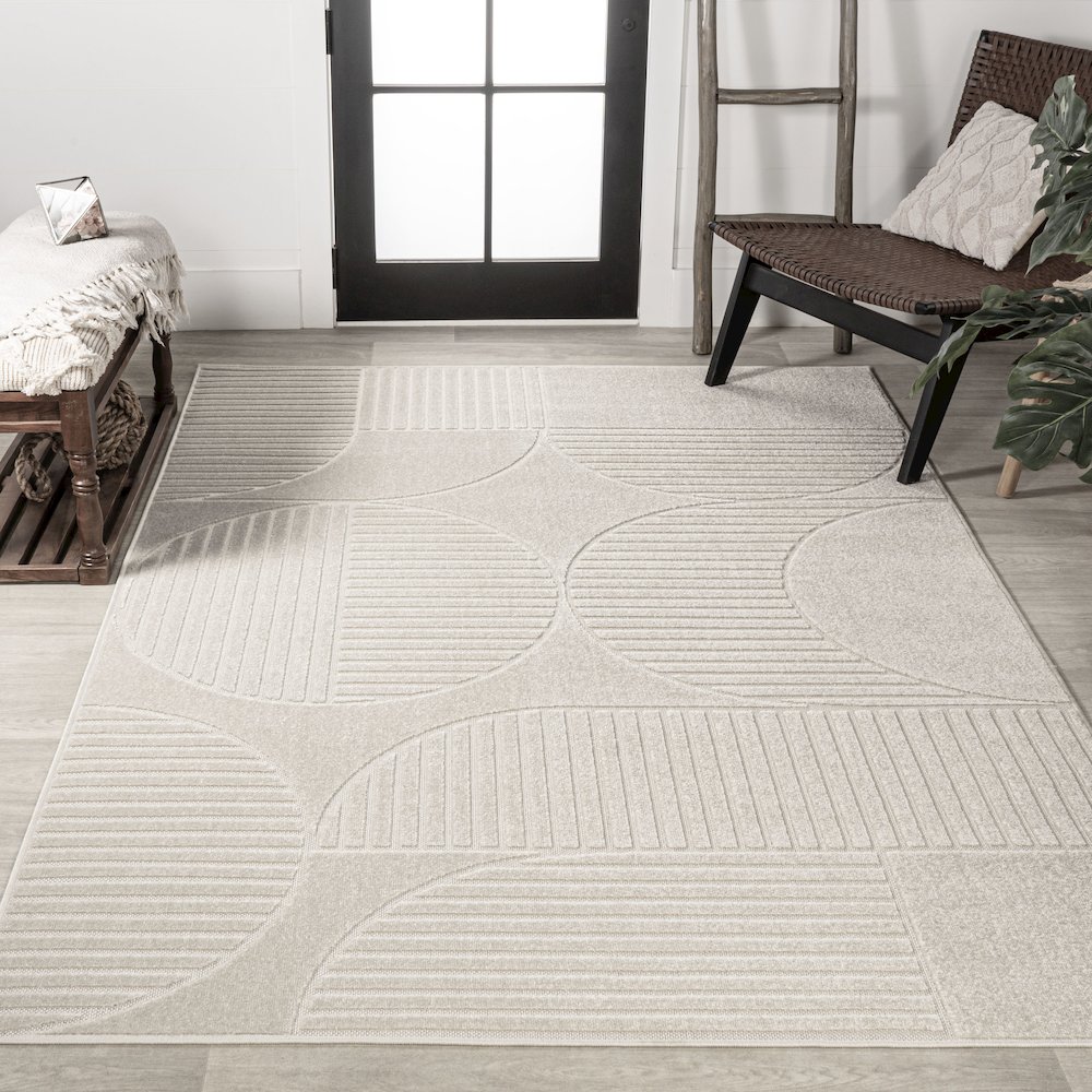 Nordby Geometric Arch Scandi Striped Area Rug. Picture 4