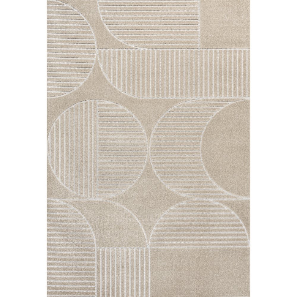 Nordby High-Low Geometric Arch Scandi Striped Indoor/Outdoor Area Rug. Picture 1