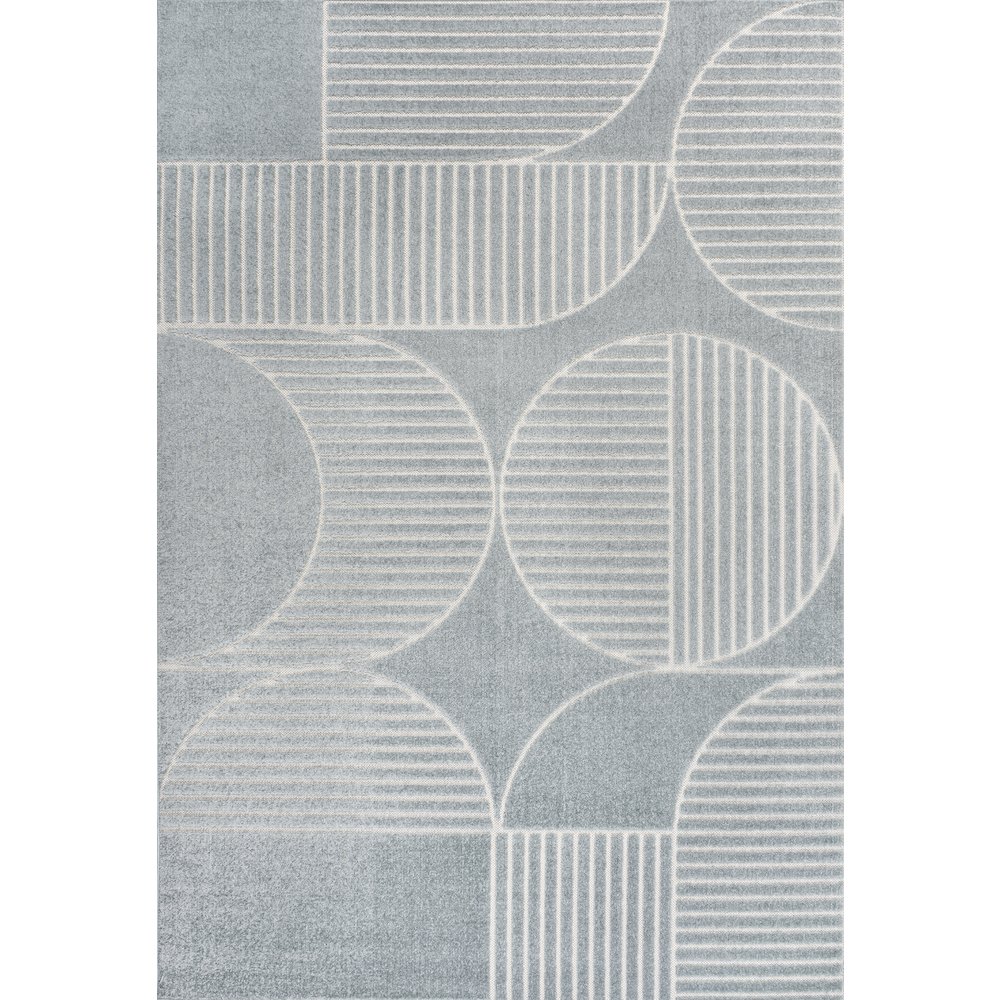 Nordby High-Low Geometric Arch Scandi Striped Indoor/Outdoor Area Rug. Picture 1