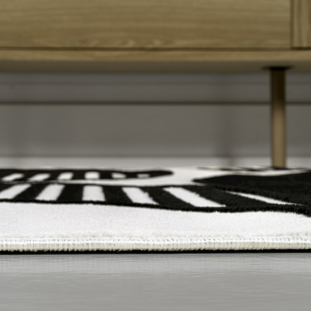 Nordby High-Low Geometric Arch Scandi Striped Black/White 4 ft. x 6 ft. Area Rug. Picture 5