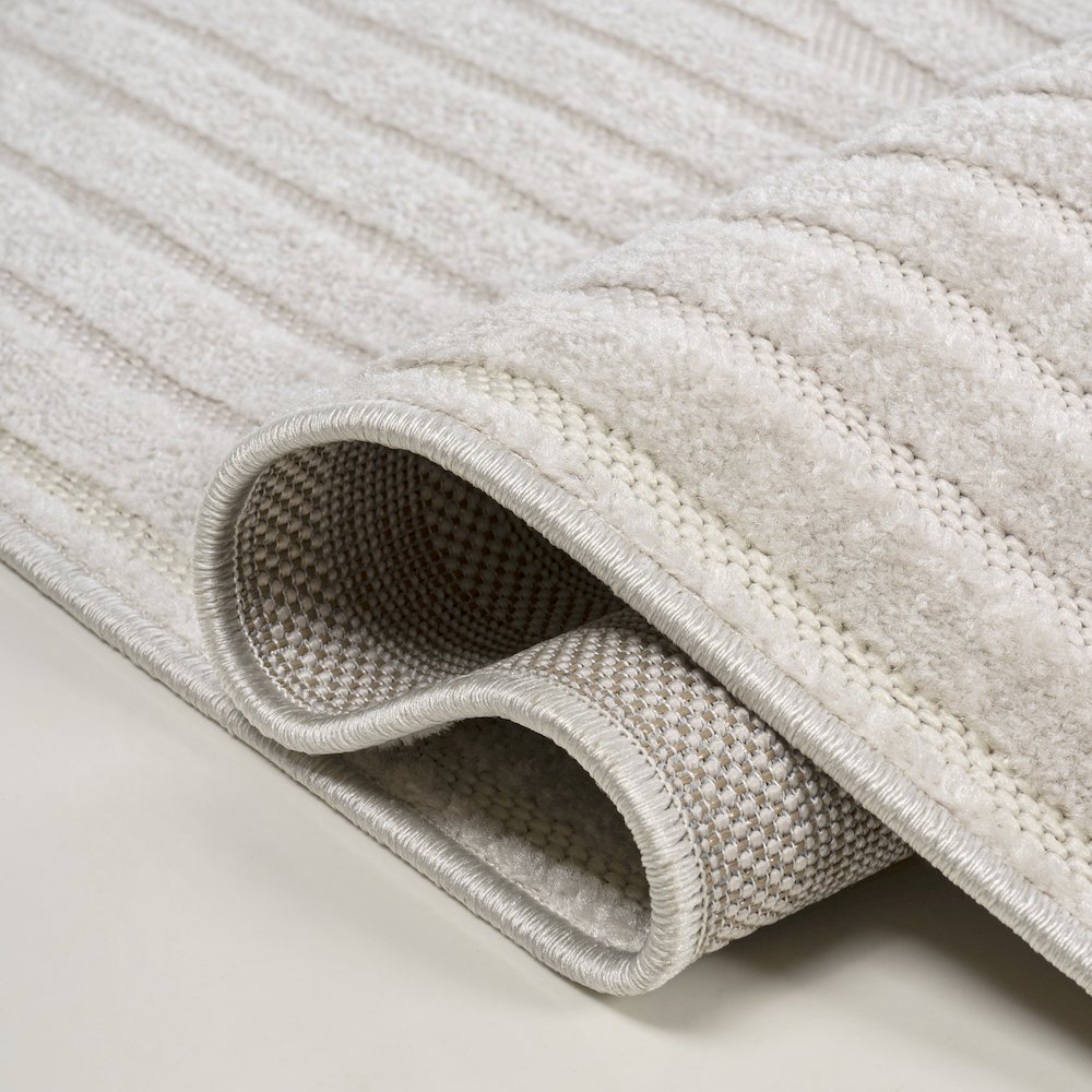 Sofia High-Low MidCentury Modern Arch Stripe Two-Tone Indoor/Outdoor Area Rug. Picture 4