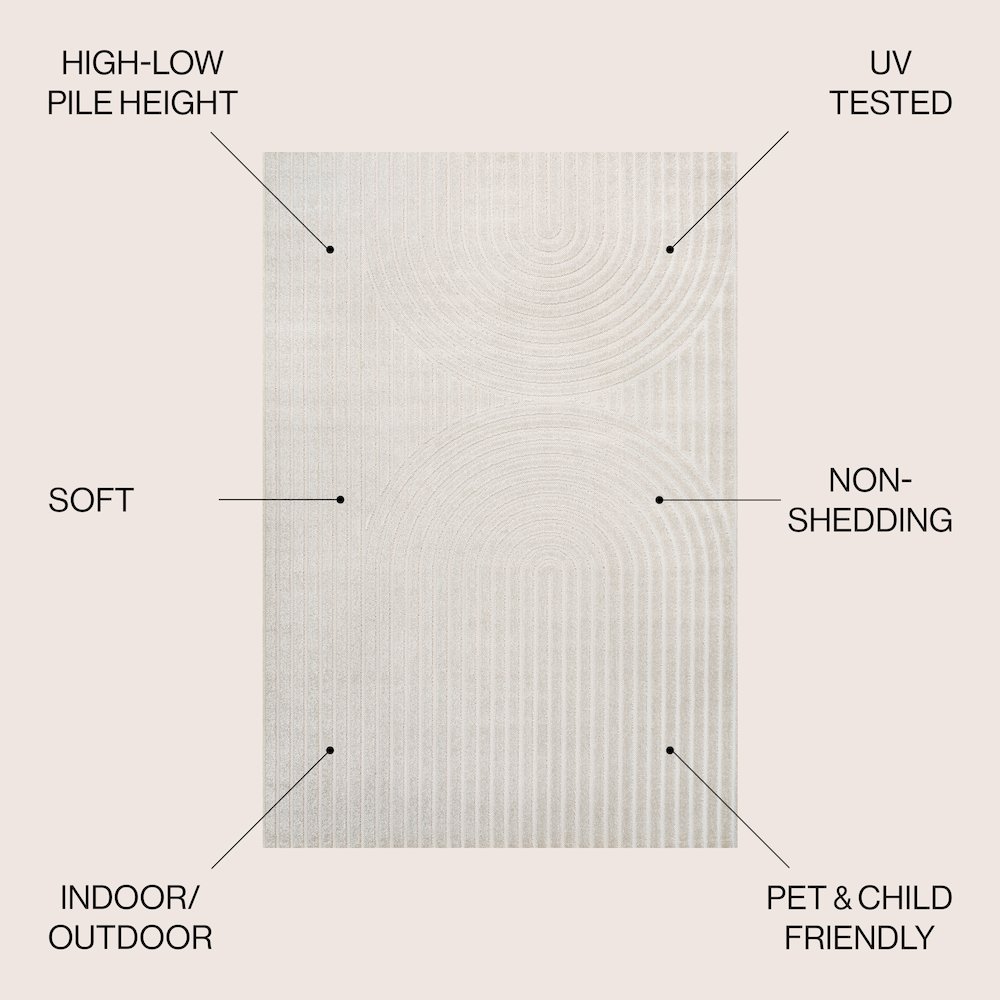 Sofia High-Low MidCentury Modern Arch Stripe Two-Tone Indoor/Outdoor Area Rug. Picture 6