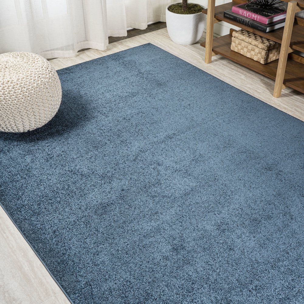 Haze Solid Low Pile Area Rug Navy. Picture 4