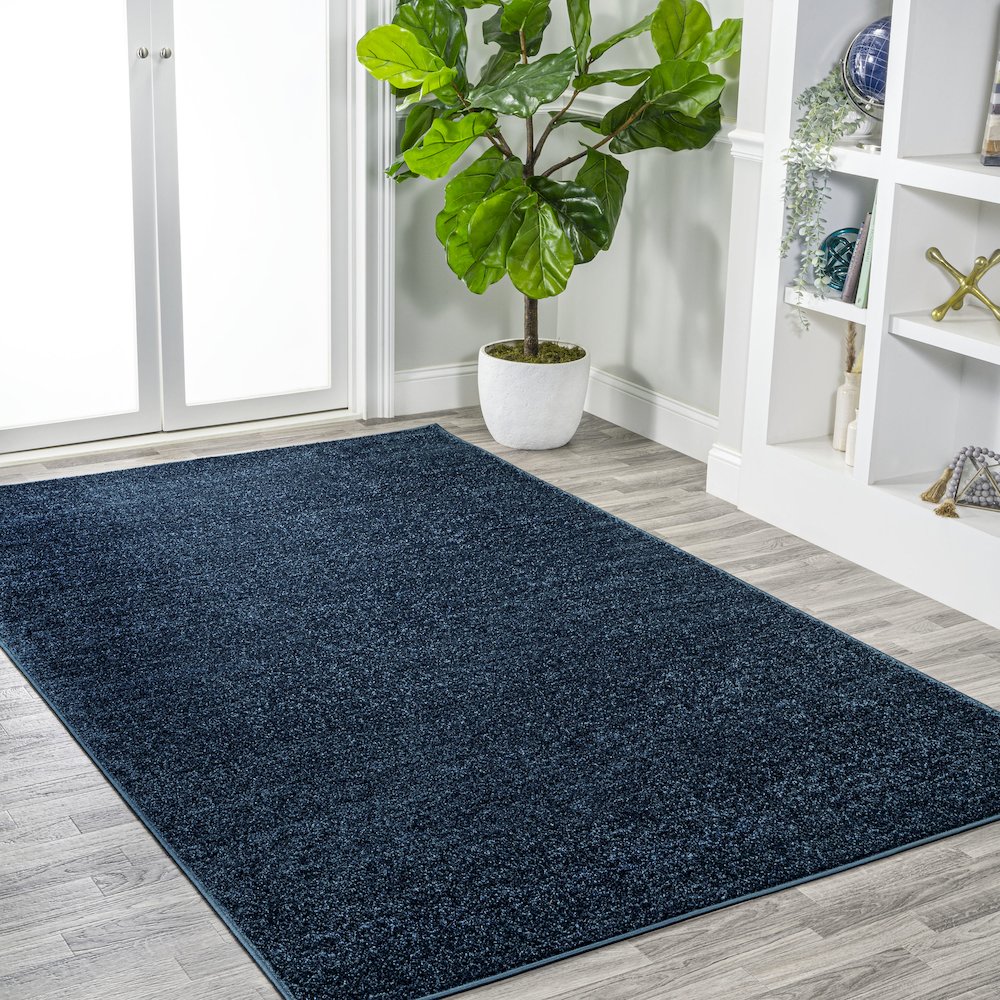 Haze Solid Low Pile Area Rug Navy. Picture 5