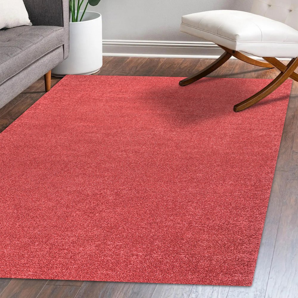 Haze Solid Low Pile Area Rug Red. Picture 12