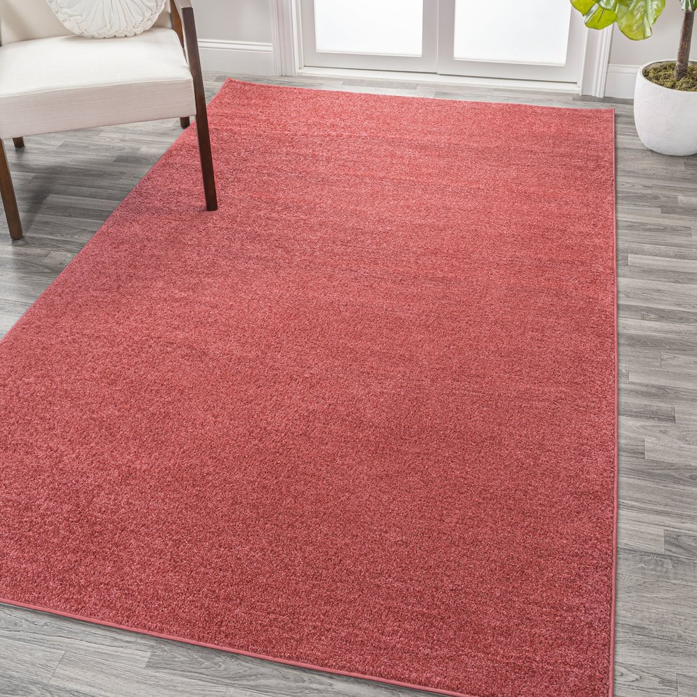 Haze Solid Low Pile Area Rug Red. Picture 2