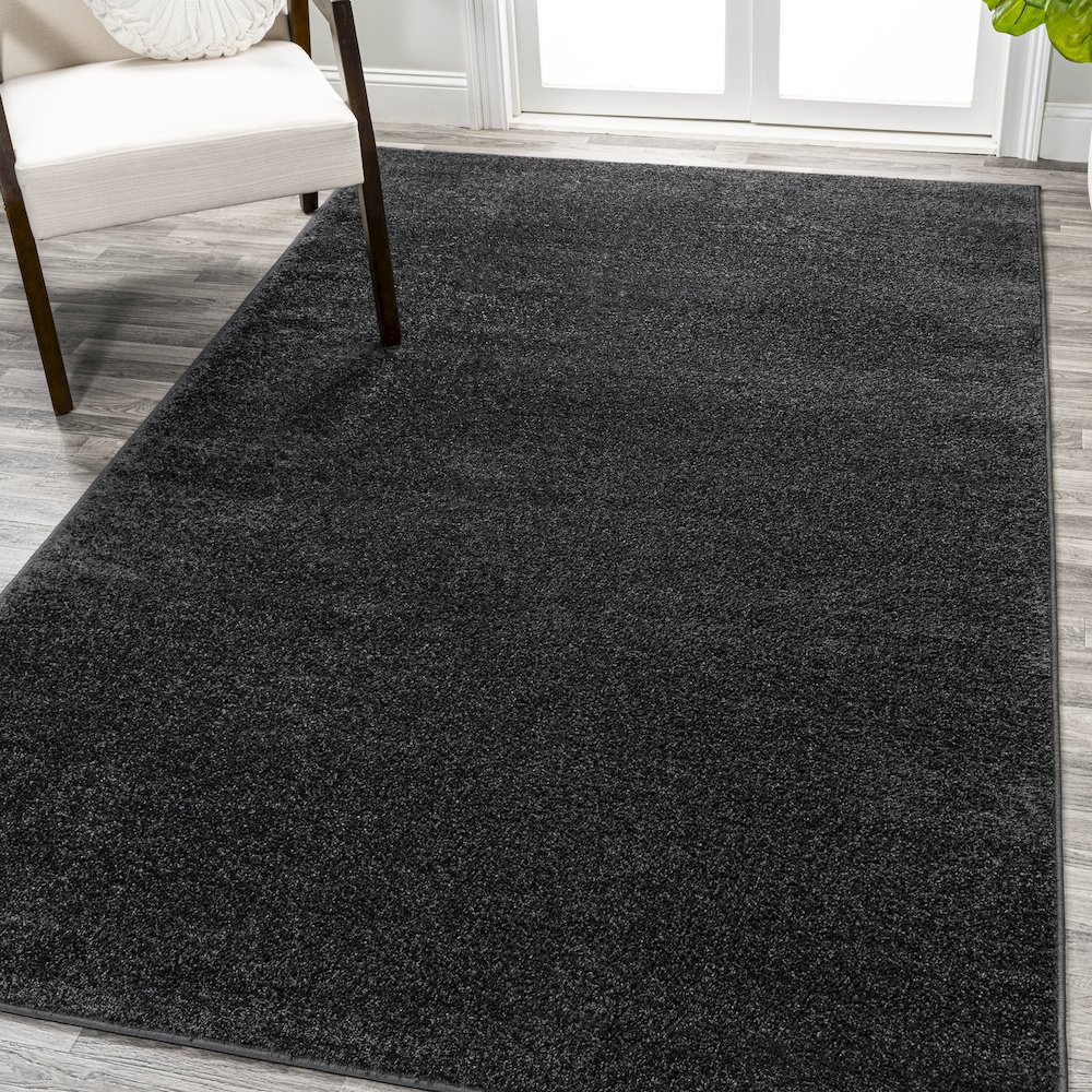 Haze Solid Low Pile Area Rug Black. Picture 2