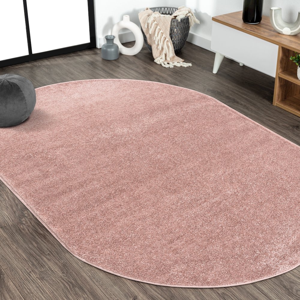 Haze Solid Low Pile Area Rug Pink. Picture 8