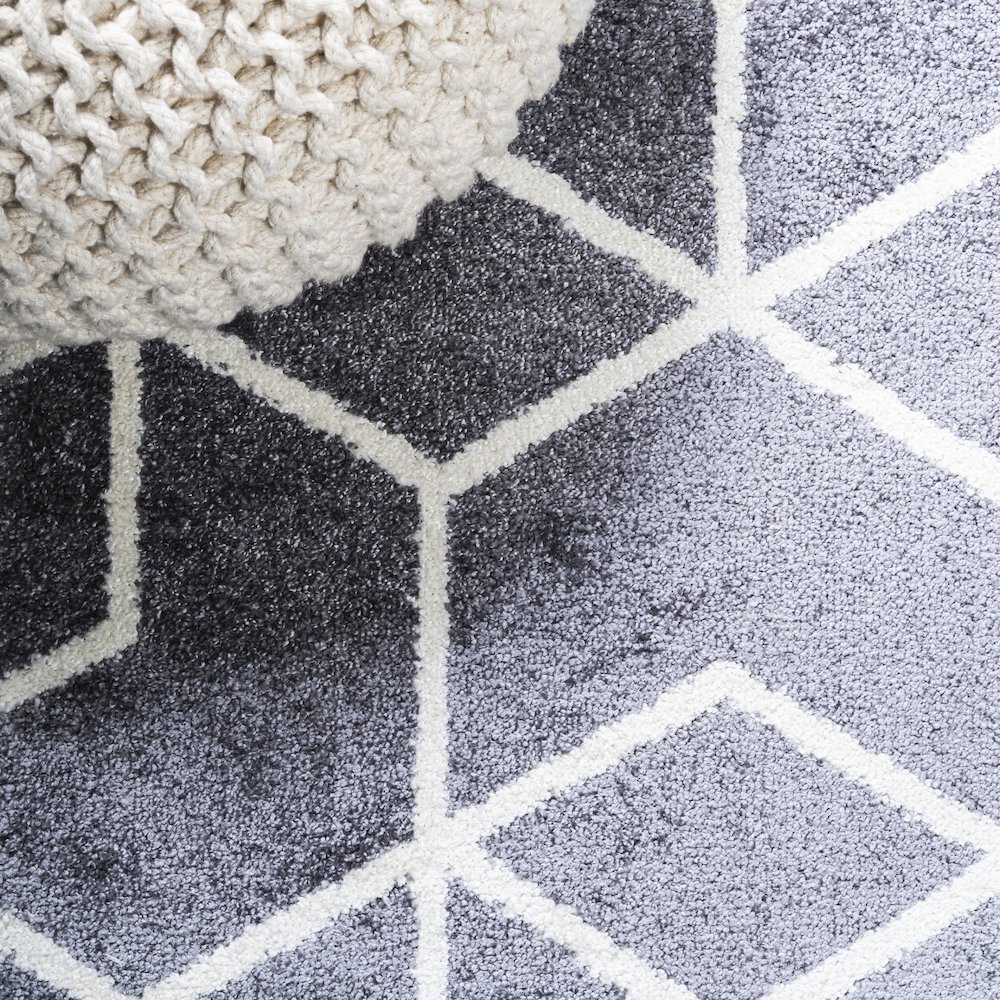 Tumbling Blocks Modern Geometric Area Rug. Picture 7