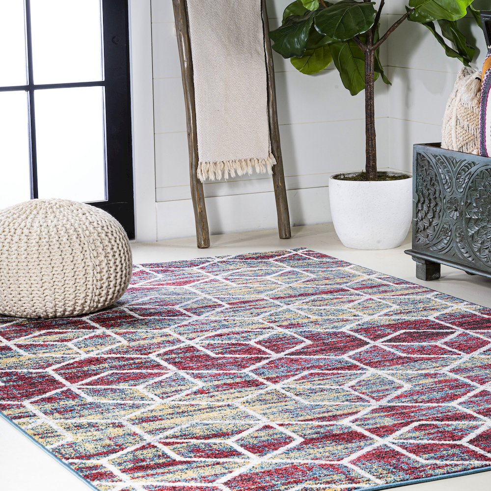 Tumbling Blocks Modern Geometric Area Rug. Picture 5