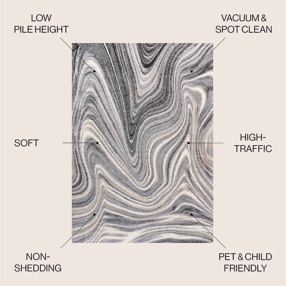 Eleni Contemporary Glam Abstract Marble Area Rug. Picture 1
