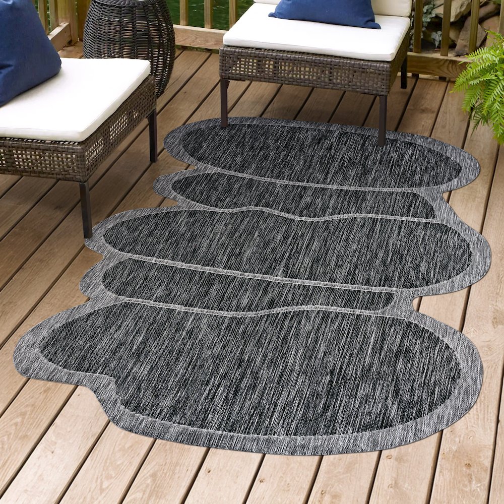 Jasper Modern Rustic AbstractIndoor/Outdoor Shaped  Rug. Picture 1