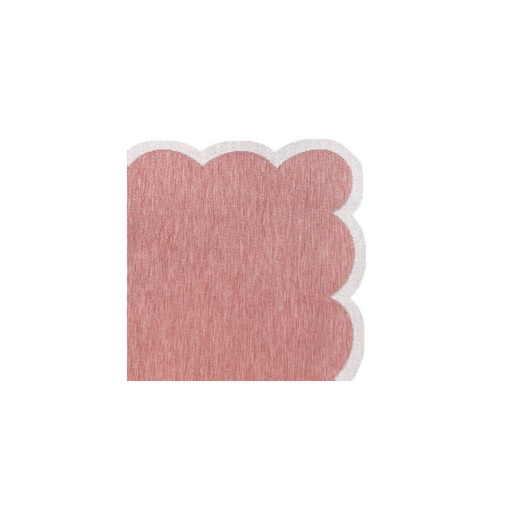 Alice Classic Cottage Two-Tone Scalloped Light Rose   Indoor/Outdoor Shaped  Rug. Picture 5